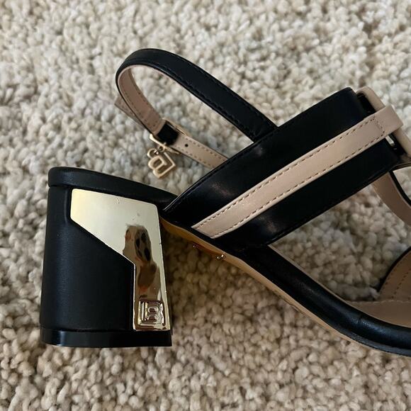 Laura Biagiotti Tan Black Block Heels Size 37 - Picture 5 of 6